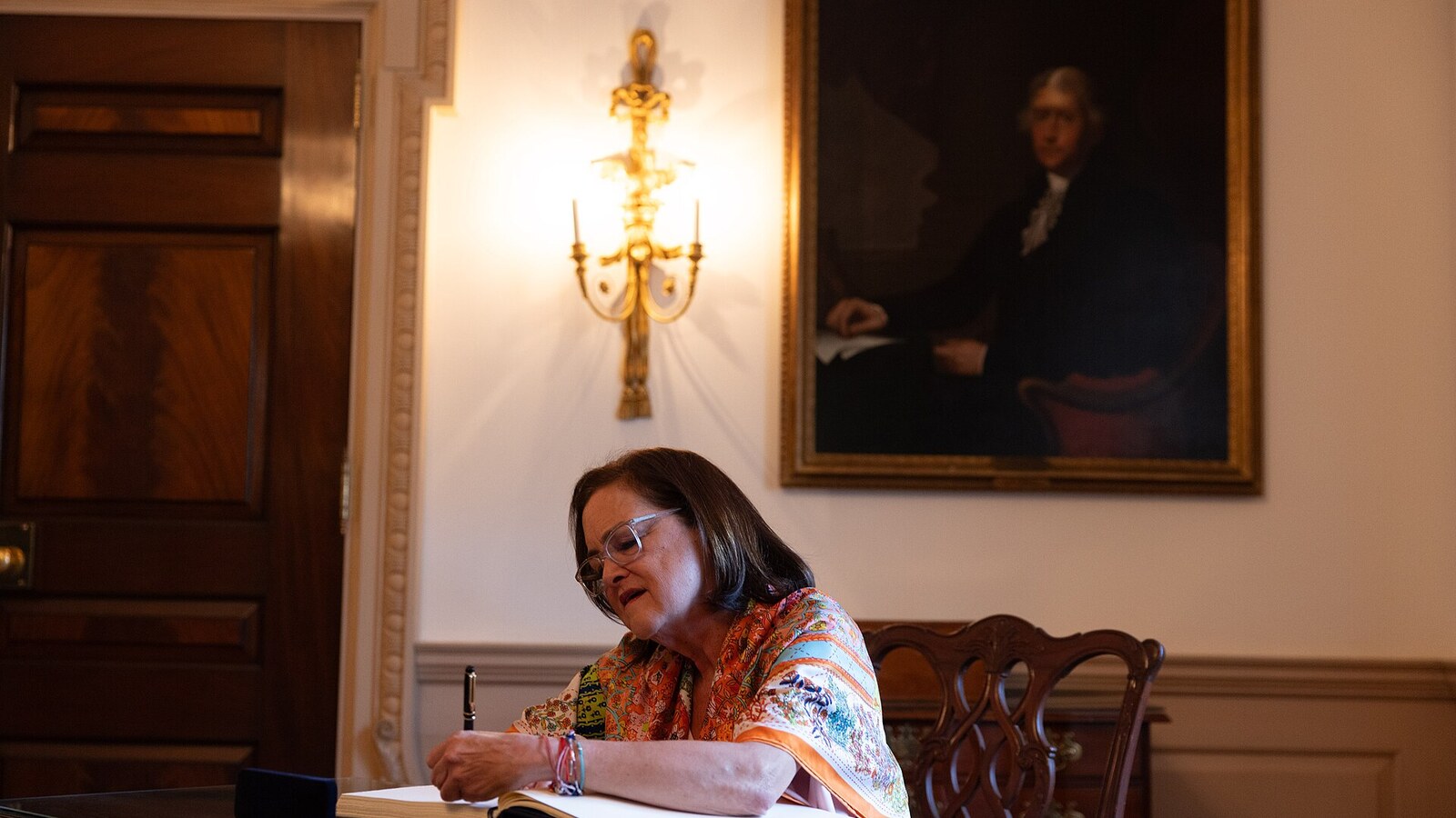 Salvadoran Foreign Minister Alexandra Hill Tinoco meeting the U.S. Secretary of State in Washington.