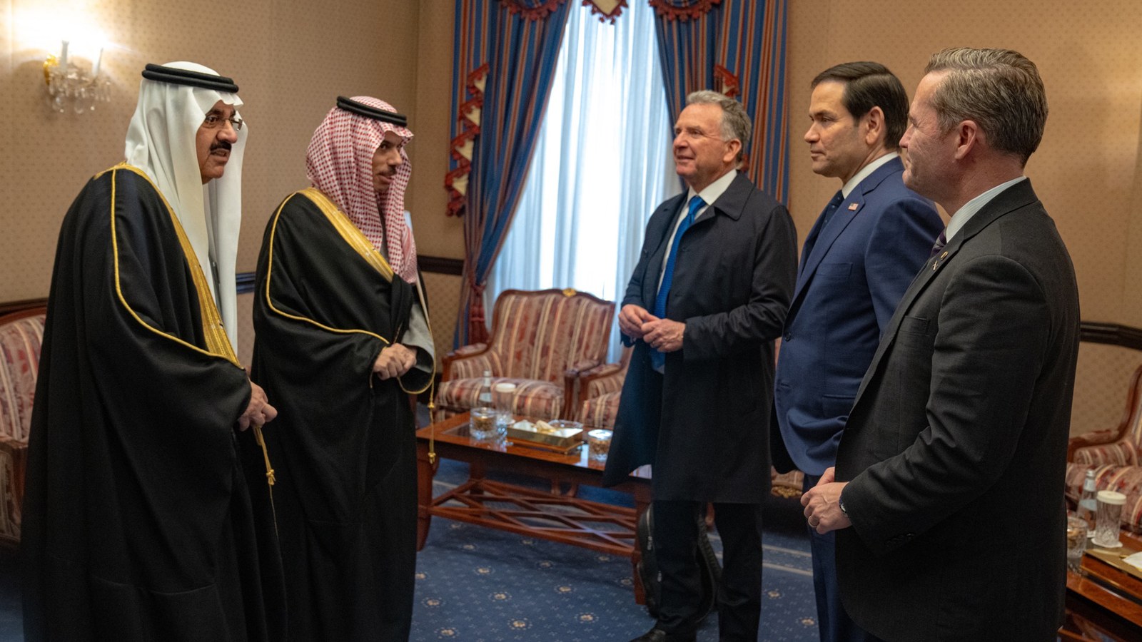 Saudi Foreign Minister Prince Faisal bin Farhan during a diplomatic meeting in Riyadh.